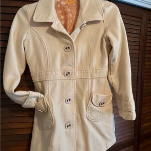 Tulle Cream Button-Up Trench Coat